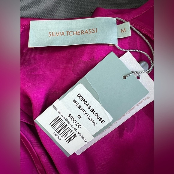 Silvia Tcherassi Dorcas Cold-Shoulder Blouse in Mulberry Floral Womens Medium - Picture 8 of 8